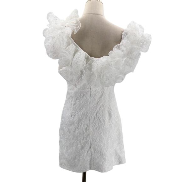 LULU'S XL Trend White Embroidered Ruffled One-Shoulder Mini Dress NEW b151 - Picture 4 of 9